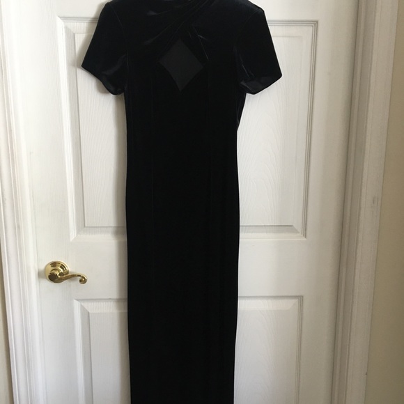 SL Fashions Black Velvet Floor Length Dress - Picture 4 of 8